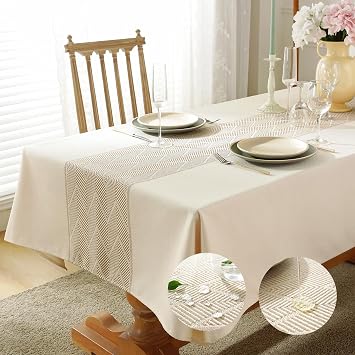 ZIQINPSQ Rectangle Table Cloth Wipe Clean Tablecloth with Cotton and Linen,Water Resistant Table Cover Protector for Kitchen Picnic Outdoor Indoor,Machine Washable(Coffee Lines A,55"x86")