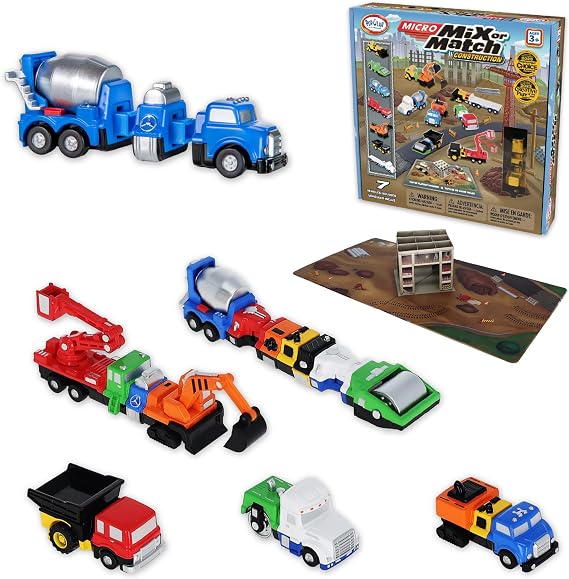 Popular Playthings Micro Magnetic Mix or Match Construction Vehicles