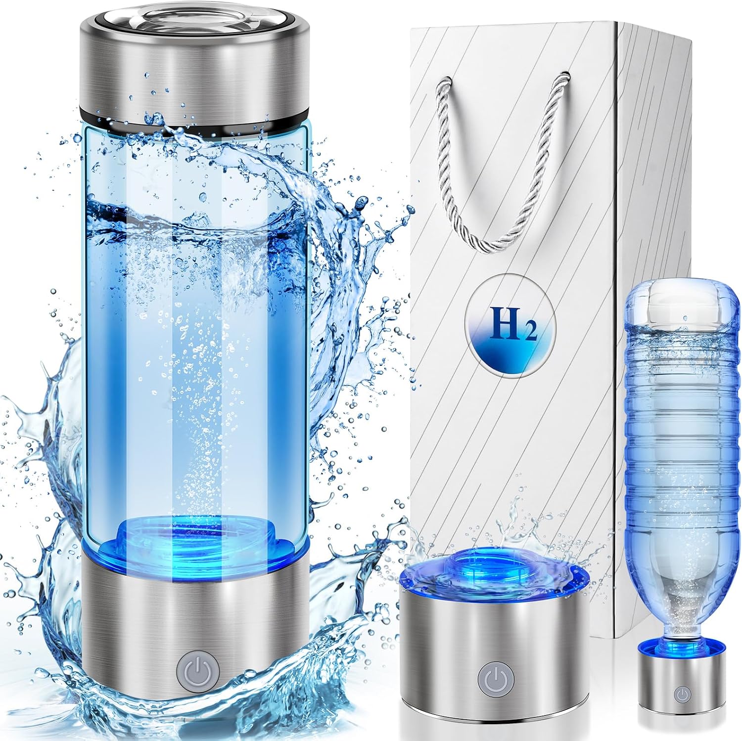 2025 New Hydrogen Water Bottle, Hydrogen Water Bottle Generator, 3-Min Rapid Electrolysis, 2000 PPB Hydrogen Water, 450ml Portable Hydrogen Water Generator for Office, Daily Drinking and Gifts