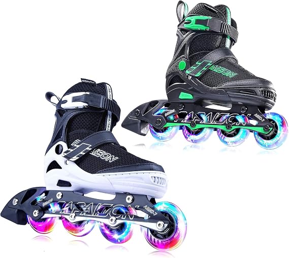 PAPAISON White Black XLarge Inline Skates with Green XLarge Inline Skates