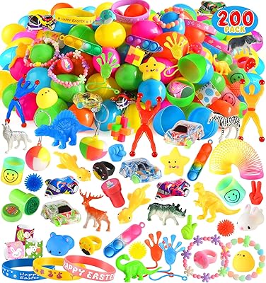 200 Pack Prefilled Easter Eggs with Assorted Toys, Easter Theme Surprise Eggs for Basket Stuffers Fillers, Filling Treats, Classroom Prize Supplies, Easter Eggs Hunt Party Favors for Kids - C2