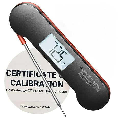ThermoMaven Professional Meat Thermometer Digital, 0.6 Sec Instant Read, 0.5F NIST Certified Accuracy, IP67 Waterproof, Bright Backlit, Temperature Indicator for Grill, BBQ, Smoker