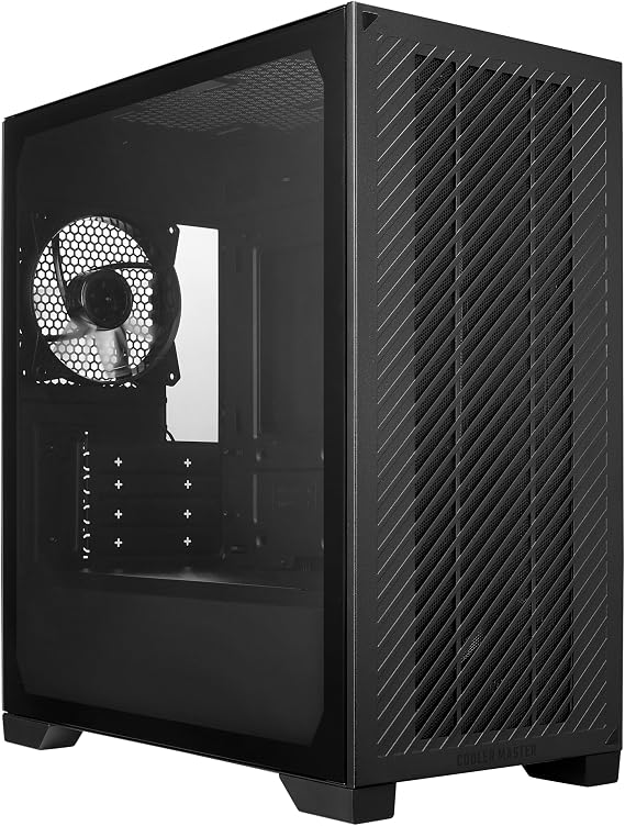 Cooler Master Elite 301 Lite Micro-ATX High Airflow Minimalist PC Case, 365mm GPU Max, Compatible RTX 5080|RX 9070 XT, 280mm AIO Max, Type C, Tempered Glass, 120mm Fan, Intakes Grill