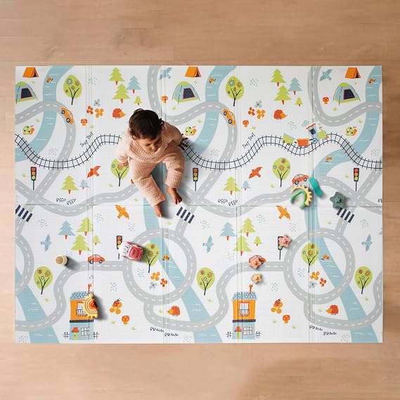 Nuby Reversible Baby Floor Mat | Car Tracks
