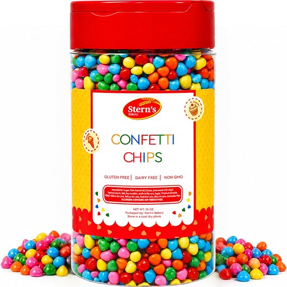 Rainbow Candy Coated Chocolate Chips | Cosmic Brownie Sprinkles [10 Oz] | Mini Chocolate Baking Chips for Ice Cream & Cake Decorating | Kosher, Nut Free, Vegan & Gluten Free | Sterns Bakery