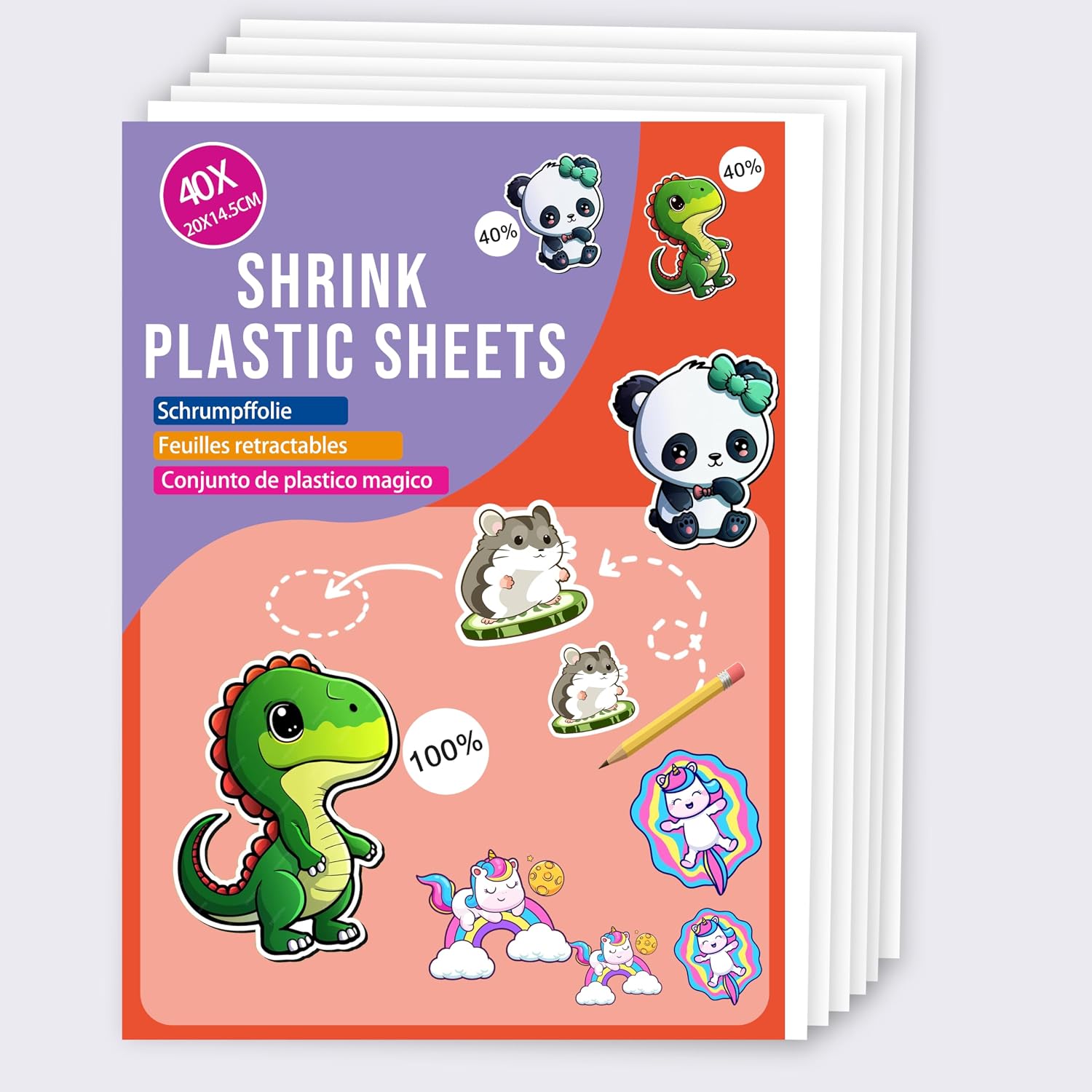 Bleidruck 40 Pieces Shrink Plastic Sheets, 8x5.7 inch Shrink Plastic Film Frosted Shrink Paper Sheet A5 Size for Kids Creative Craft, Create Your Own Earrings, Necklace, Keychains