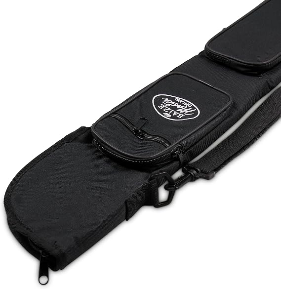 2 Piece Deluxe Padded Snooker & Pool Soft Cue Case with Double Pockets | Holds 1x 2 Piece Full Size Cue, Pockets for Accessories, Adjustable Shoulder Carry Strap, Soft Fur-Lined Interior