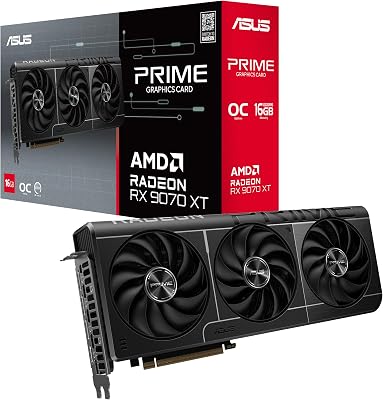 ASUS Prime RadeonTM RX 9070 XT OC Edition Graphics Card, AMD PCIe 5.0, HDMIDP 2.1, 2.5-Slot Design, Axial-tech Fans, Ball Bearings, Dual BIOS, GPU Guard