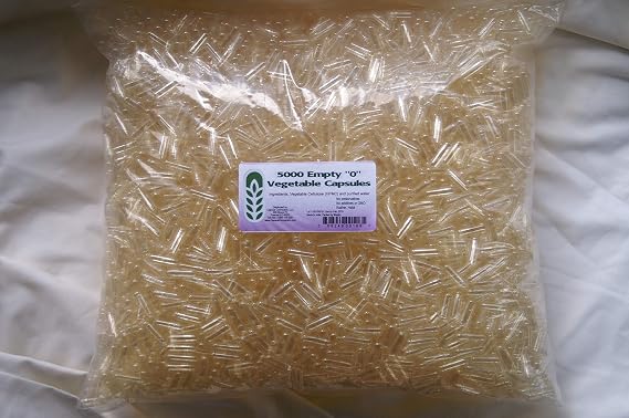 5000 Bulk Wholesale Empty Vegetable Capsules,#34;0" Size