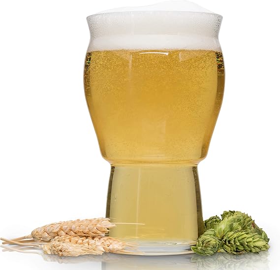 Brewing America Muffin Top Nucleated Beer Glasses - Pint Glass - Cider, Soda, Craft Beer Gifts (Clear) (Single)