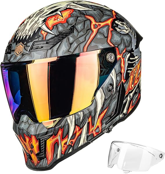 ILM Motorcycle Helmets for Adult Men Women Full Face DOT ECE Powersports Dual Visor Street Racing Helmet with Pinlock Cascos para Motos Model MF509 (Day1 Orange, L) | Powersports, Dual Visor, Street Racing, Pinlock, Cascos para Motos