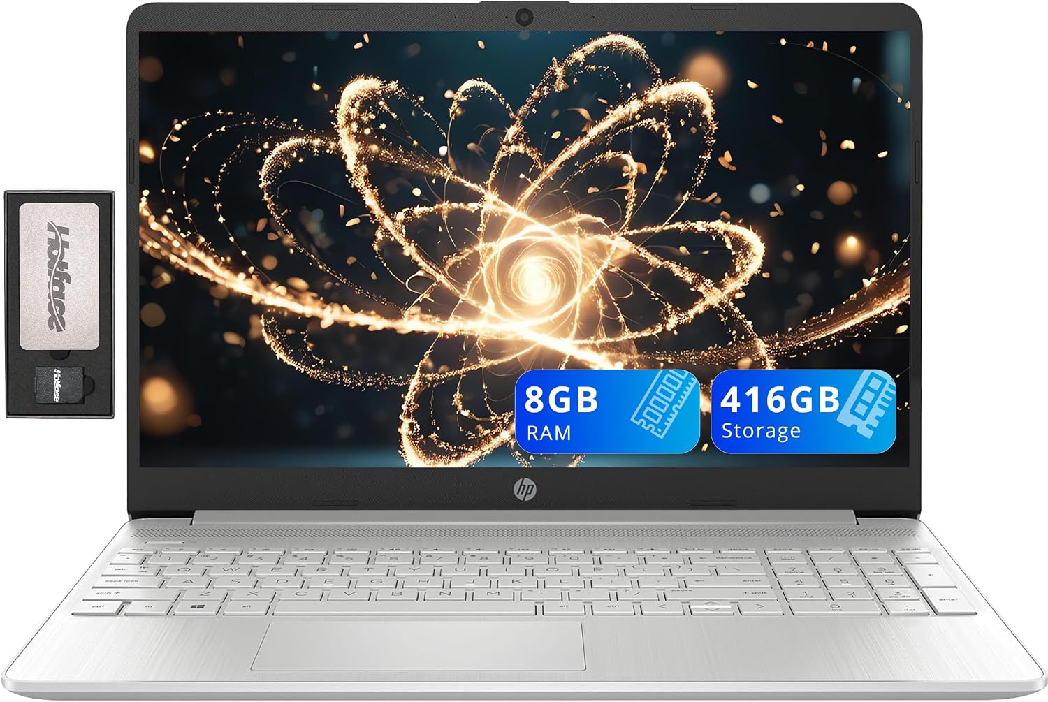 HP 15.6 FHD Anti-Glare Laptop, Intel i3-1215U, 8GB DDR4 RAM, 416GB Storage256GB SSD  160GB Docking Station Set, Intel UHD Graphics, Full Size Keyboard, Webcam, Windows 11, Silver
