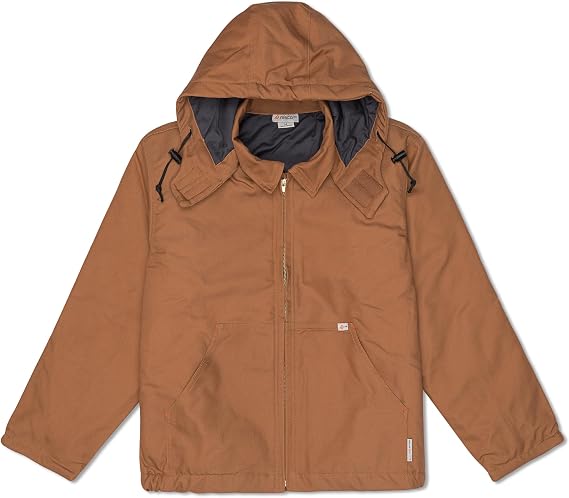 Rasco FR Men's Duck Hooded Jacket, Designed in the USA, Removable Hood, Front Pouch Pockets, CAT 3, NFPA 2112