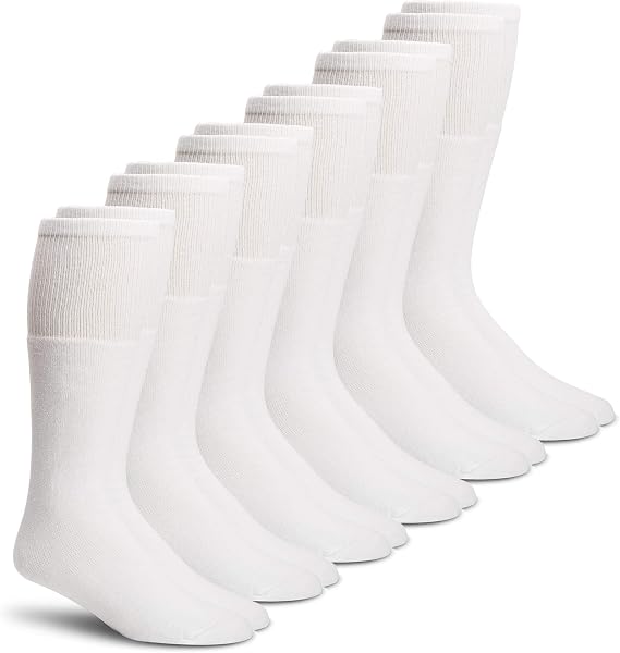 Carolina Ultimate Men's Sport Cushion Mid Calf Tube Socks 6 Pack, White, X-Large