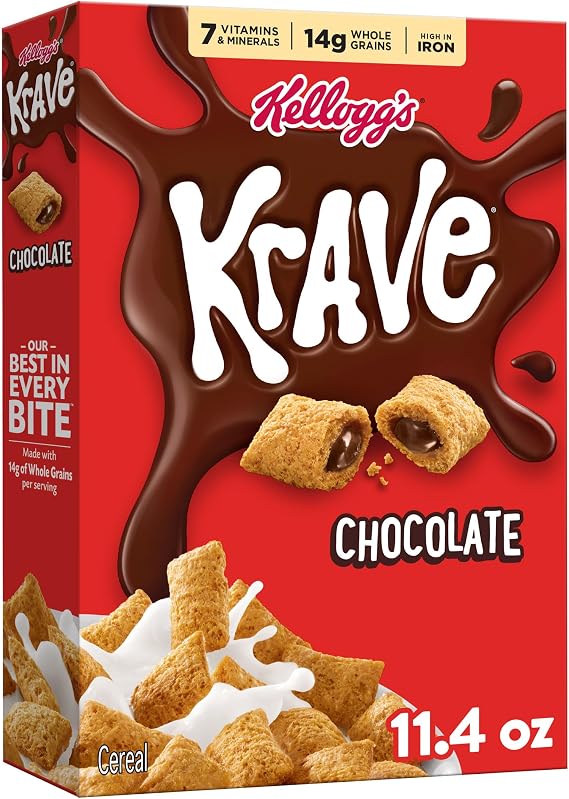 Kellogg's Krave, Breakfast Cereal, Chocolate, Filling Made with Real
