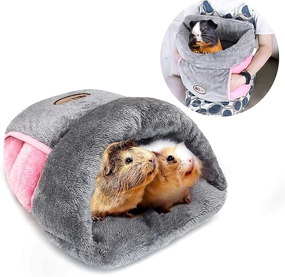 YUEPET Guinea Pig Bed Hugs Cave Warm Fleece Cozy Home Bedding Sleeping Cushion Cage Nest Small Animal Squirrel Chinchilla Rabbit Hedgehog Cage Accessories Grey