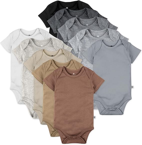 HonestBaby Unisex Baby 10-Pack Organic Cotton Short Sleeve Bodysuits T-Shirt