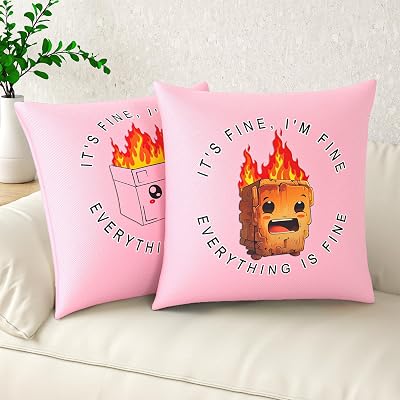 Throw Pillow Covers, 18x18 Inch Cotton Linen Pillow Cases Pack of 2, Decorative Bed Case for Couch Bedroom Sofa Living Room Patio, Farmhouse Modern Home Decor, Pink Dumpster