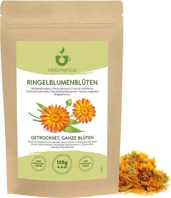 IDDA Herbal Calendula Tea 125g 4.4 oz, Dried Marigold Flowers, Calendula Blossoms, Loose Tea