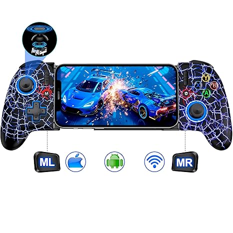 LIFUFUTEE Mobile Gaming Controller for iPhone/Android, Wireless Phone Controller with Hall Joysticks/Triggers, Mobile Controller Support Phone Case for Xbox Game Pass, Steam Link & More