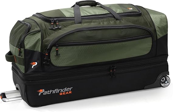 Pathfinder Gear 36 Inch Rolling Drop Bottom Duffel, Olive, One Size