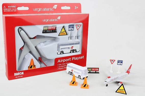 Daron Virgin Atlantic Airport Playset Die-Cast Toy Airplane Ages 3+