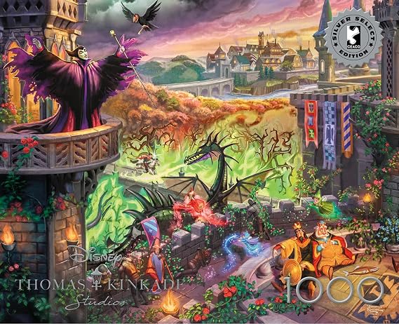 Buffalo Games - Silver Select Thomas Kinkade Disney Maleficent 1000 Piece Jigsaw Puzzle for Adults Precision-Cut Pieces, Beautiful Artwork, and Hours of Relaxing Fun