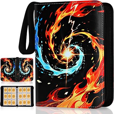 9 Pocket Card Binder for Cards, Trading Card Holder with 50 Removable Sleeves Fits 900 Cards, Creative Design Portable Zipper Card Collection Binder Album Gift for Boys Girls 9 Pocket