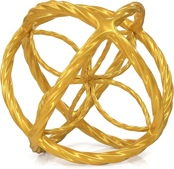 Decorative Sphere for Home Decor - Trendy Gold, Hand Painted, Modern Decorative Balls for Living Room, Bedroom, Kitchen, Bathroom, Office - Table Decorative Orbs for Centerpiece