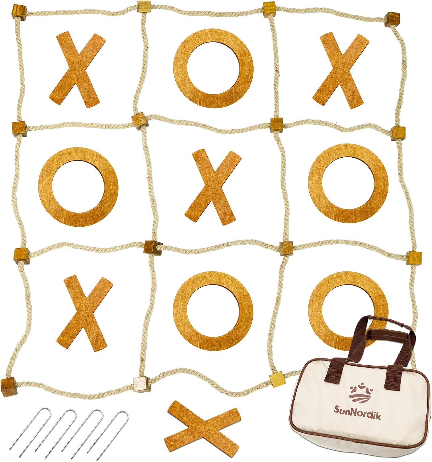 Giant Tic Tac Toe Outdoor Game – 3ft x 3ft Portable Bean Bag Toss Games for Adults & Kids – Backyard Lawn Camping Family Game