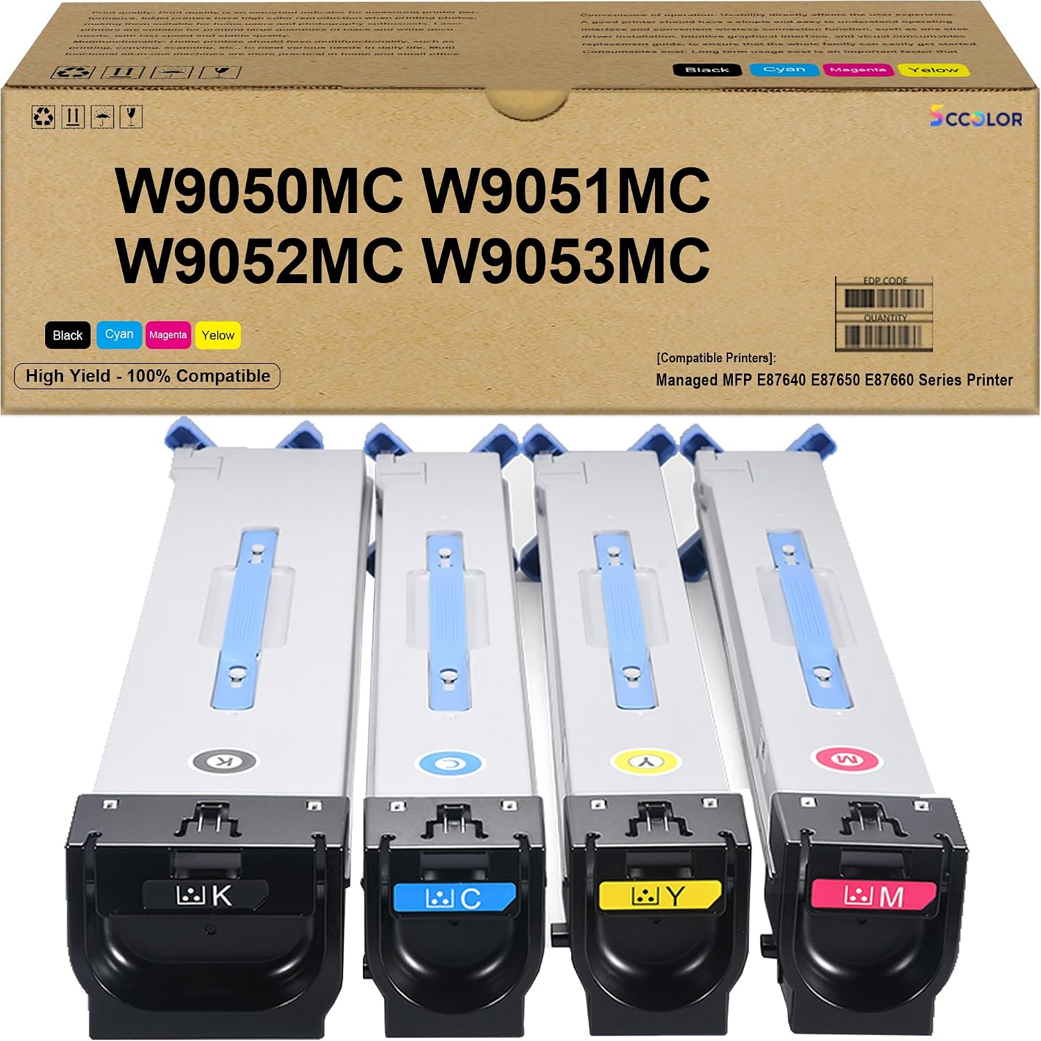 再生大容量4パック W9050mc W9051mc W9052mc W9053mc トナーカートリッジ 交換用 Hp W9050mc W9051mc W9052mc W9053mc カラーマネージドmfp E87640z E87650z E87660プリンター用