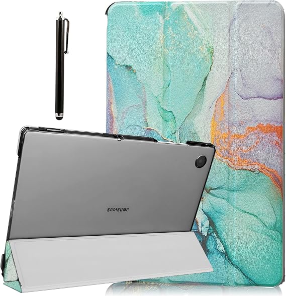 ProElite Cover for Samsung Galaxy Tab A9 Plus 11 inch Case Cover, Smart Flip Case Cover for Samsung Galaxy Tab A9+ 11 inch Translucent Back with Stylus Pen, Marble Green