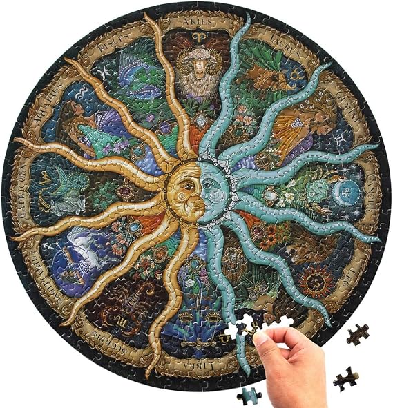 Moruska 500 Piece Puzzles for Adults- Zodiac Constellation Puzzle- Round Mandala Astrology Jigsaw Puzzle Cool and Challanege
