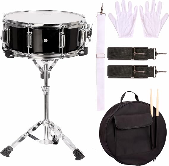 14 inch Snare Drum Set for Kids Students Beginners Practice Kit with Practice Pad Stand, Padded Gig Bag,Neck Strap,Glove,and Drum Sticks