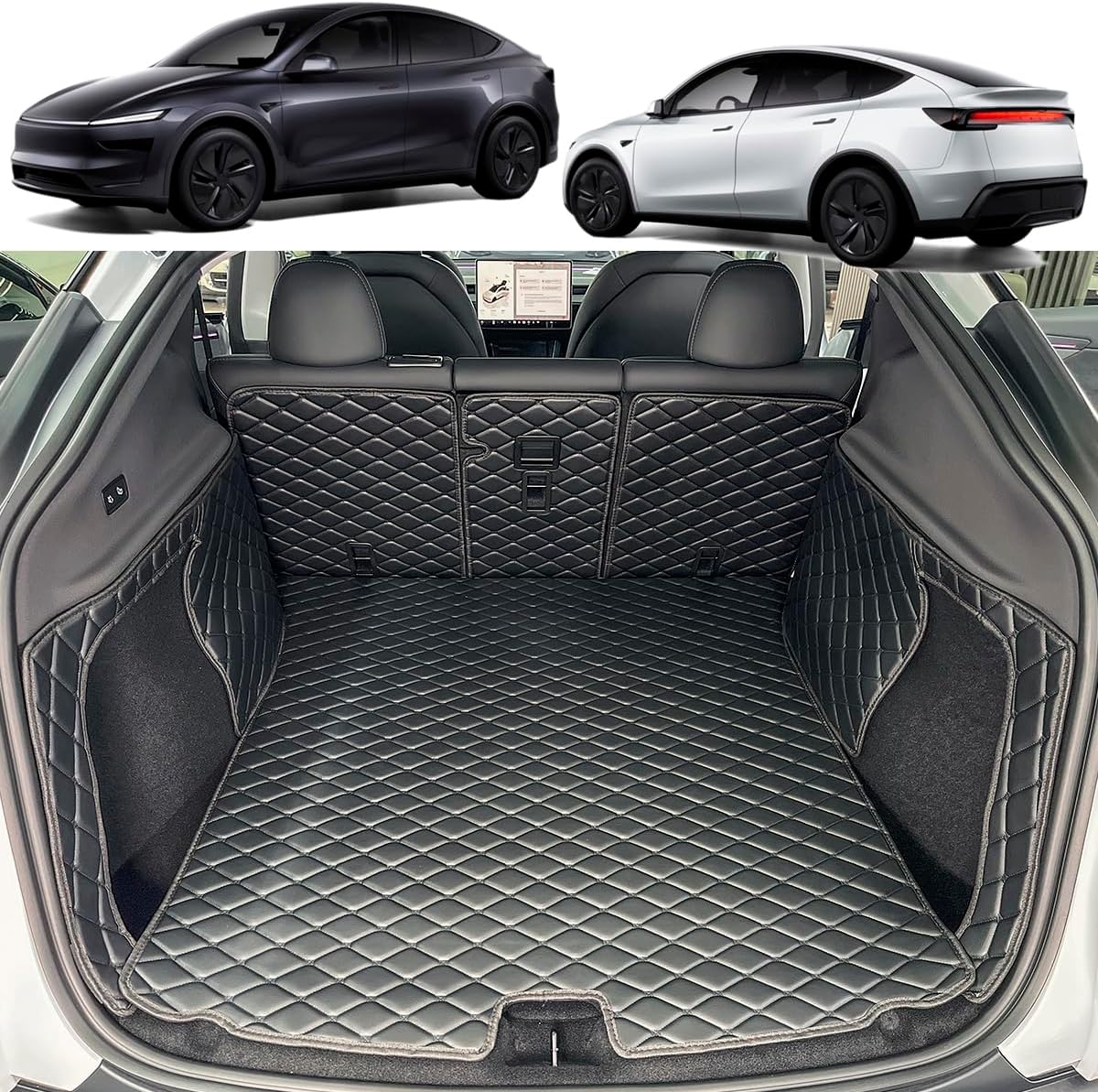 Boot Liner Compatible with 2025-2026 Tesla Model Y Juniper (5-Seater) Cargo Mats (and Rear Left and Right Side Panels) Dog Friendly
