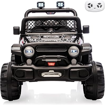 12V Ride on Truck,Kids Electric Car with Parent Remote Control| Features 3 Speeds Up to 6MPH, 2  550w Moto, Safty Belt,Spring Suspension, LED Lights, Music for Children Aged 2-8 YearsBlack