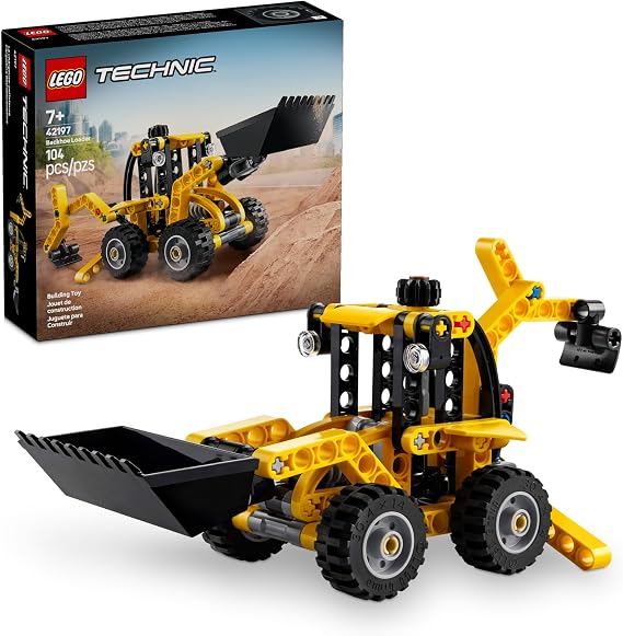 LEGO Technic Backhoe Loader Construction Toy - Building Toy Set for Boys and Girls, Ages 7+ Educational Gift Idea for Kids Birthday with Usable Back Digger, Scoop, Outriggers - 42197