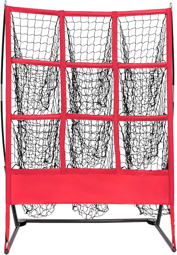 Nine Grid Baseball Nets Practice Training Softball Pitching Strike Zone Target Net With 9 Pocket Backstop in the home backyard field and other outdoor and indoor places for baseball training
