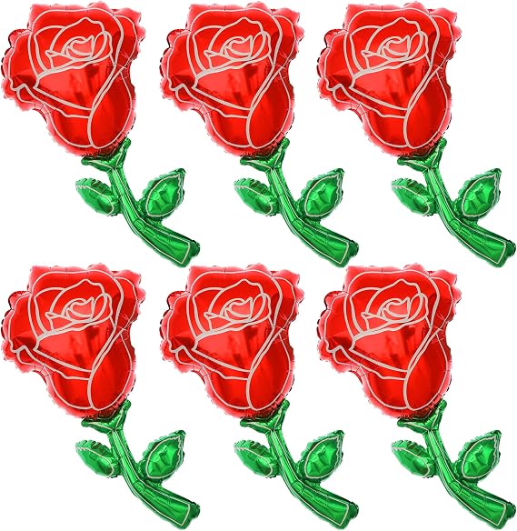 KatchOn, Giant Red Rose Balloons - 37 Inch, Pack of 6 | Flower Balloons | Giant Red Rose Balloons, Pack of 6 | Perfect for Wedding, Proposal, Anniversary & Flower Party Decorations