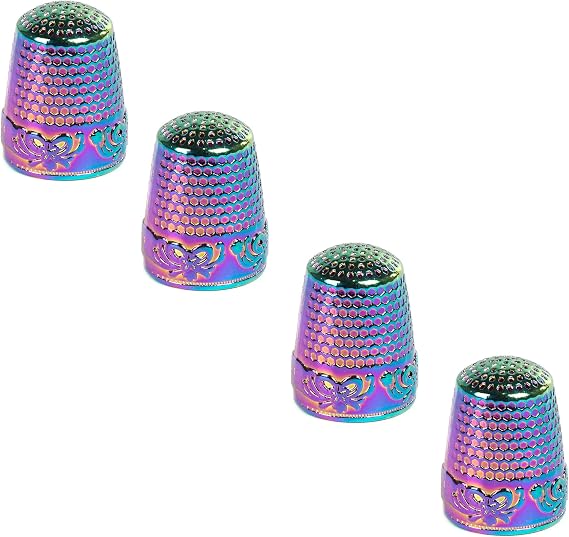 AXEN 4 Pieces Sewing Thimble, Metal Sewing Thimble Finger Protector, Accessories DIY Sewing Tool, Dazzle
