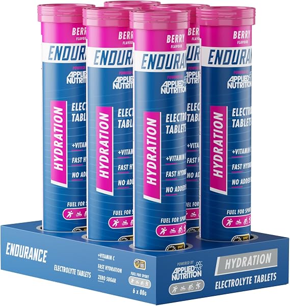 Applied Nutrition Endurance Hydration Electrolyte Tablets - 400mg Electrolytes per Serving – 120 Effervescent Tablets, Sugar Free, Low Calorie, Added Vitamin C Boost Performance – Berry
