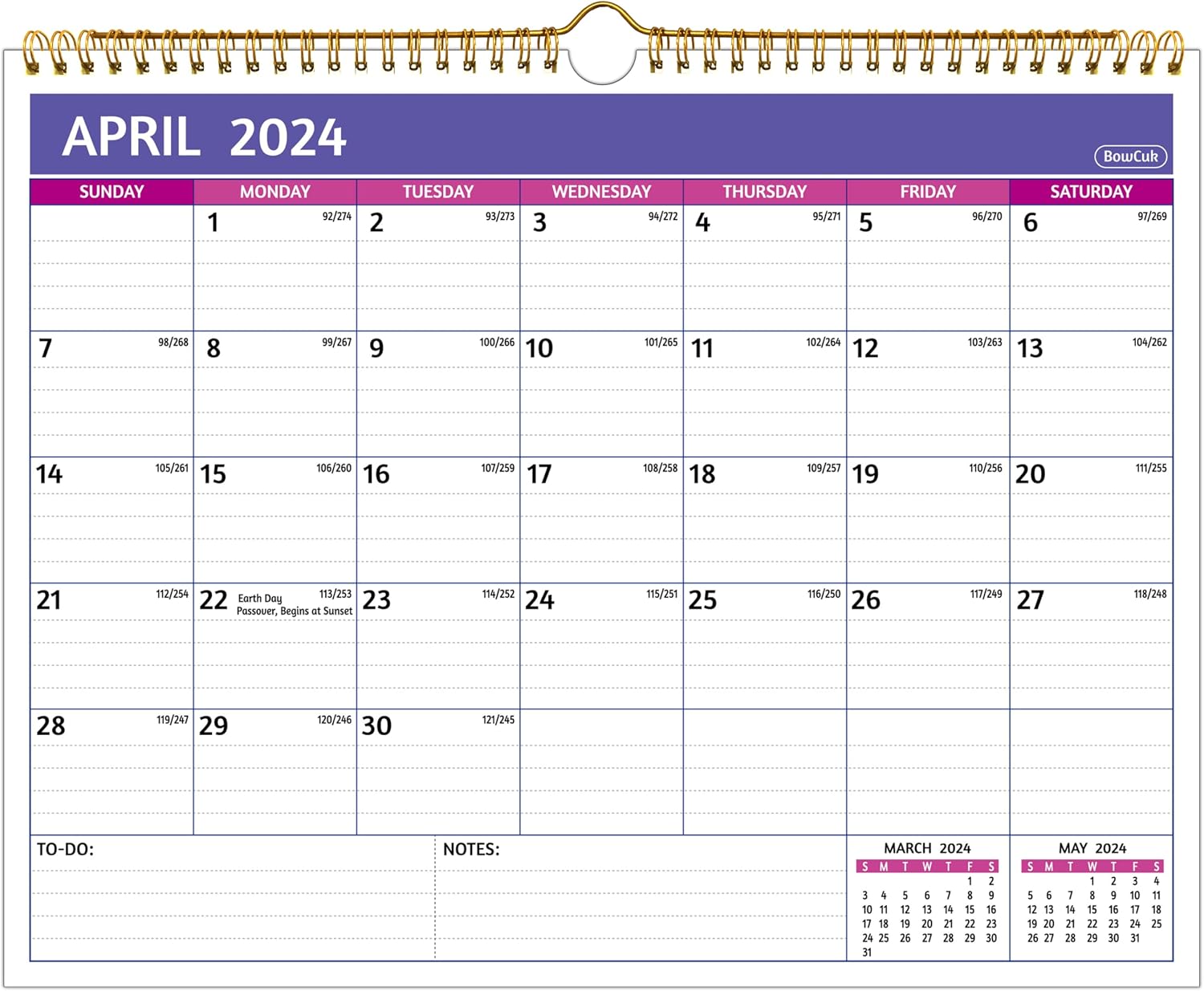 Wall Calendar 2024-2025 - APR. 2024 - SEP. 2025, 18 Monthly Calendar 2024-2025 Wall, 14.57'' x 11.42'', 2024 Calendar with Ruled Blocks, Thick Paper, Holidays, To-do ＆ Notes, Amply Space