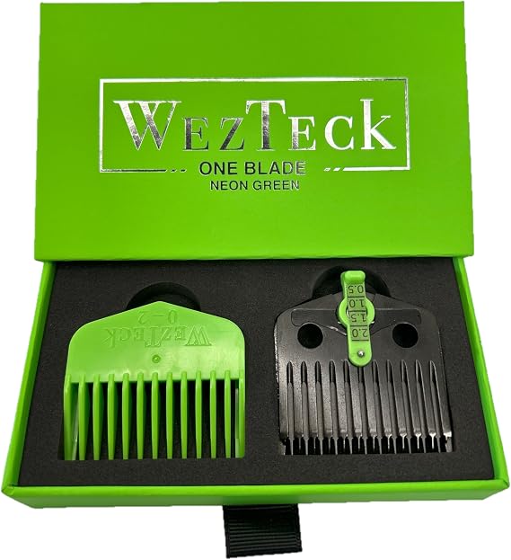 WezTeck New V.2 One Blade - 5 Lengths in 1 Guard | Adjust from # 0 - #2 Guard | Compatible with Wahl, Babyliss, JRL, Gamma and TPOB (Neon Green One Blade)