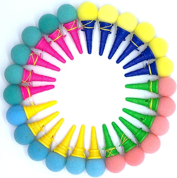24pcs 4" Ice Cream Foam Ball Launcher Mini Ice Cream Cone Shooter Toys for Kids Carnival Prizes Party Favors