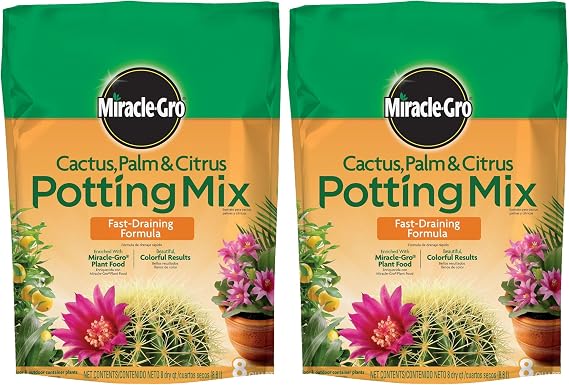 Miracle-Gro Cactus, Palm and Citrus Potting Mix, for Indoor or Outdoor Container Plants, Great for Succulents, 8 qt. (Pack of 2)
