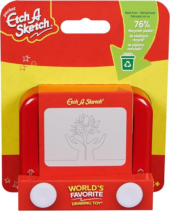 Etch A Sketch Mini (5"x5")- Kids & Toddlers Pocket Travel Toy for Stocking Stuffer, Holiday, Birthday Gift - No Batteries or Wi-Fi Needed - Classic Magic Screen Drawing Toy for Boys & Girls Ages 3+