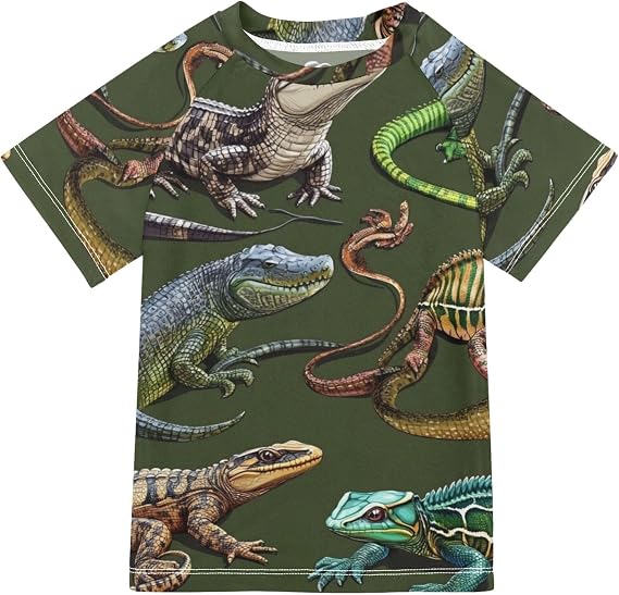 Boys Rash Guard Swim Shirts Quick Dry Short Sleeve UPF 50+ Girls Rashguard Swimsuit