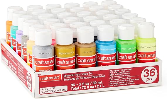 Craft Smart Essential Paint Value Set - Non-Toxic Paint for Drawing, Painting, Art & Crafts Supplies - 1 Pack