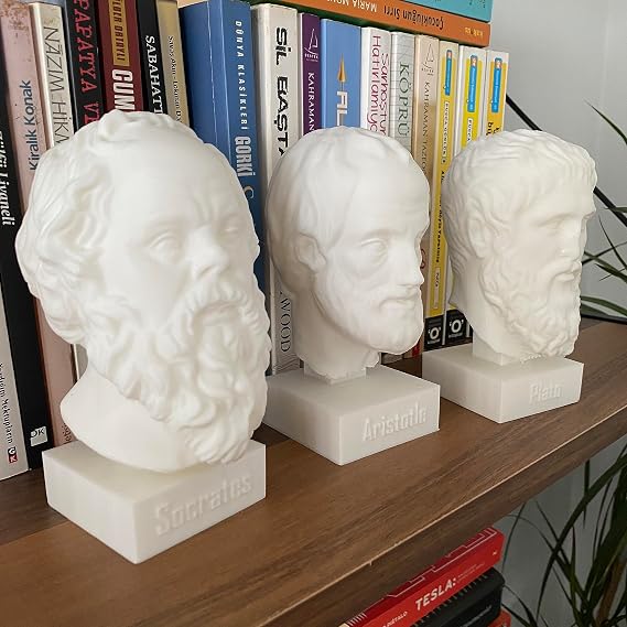 Sokrates Platon Aristo 3'lü Büst Set Antik Yunan Filozofları Ev Kitaplık Dekor