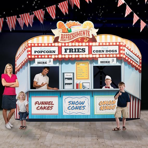 9 ft. 3 in. Carnival Circus Spectacular Food Stand Standup Photo Booth Prop Background Backdrop Party Decoration Decor Scene Setter Cardboard Cutout